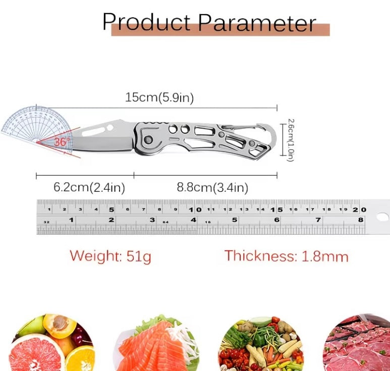 1pc Stainless Steel Folding Knife Small Knife Multi-function Pocket Utility Knife